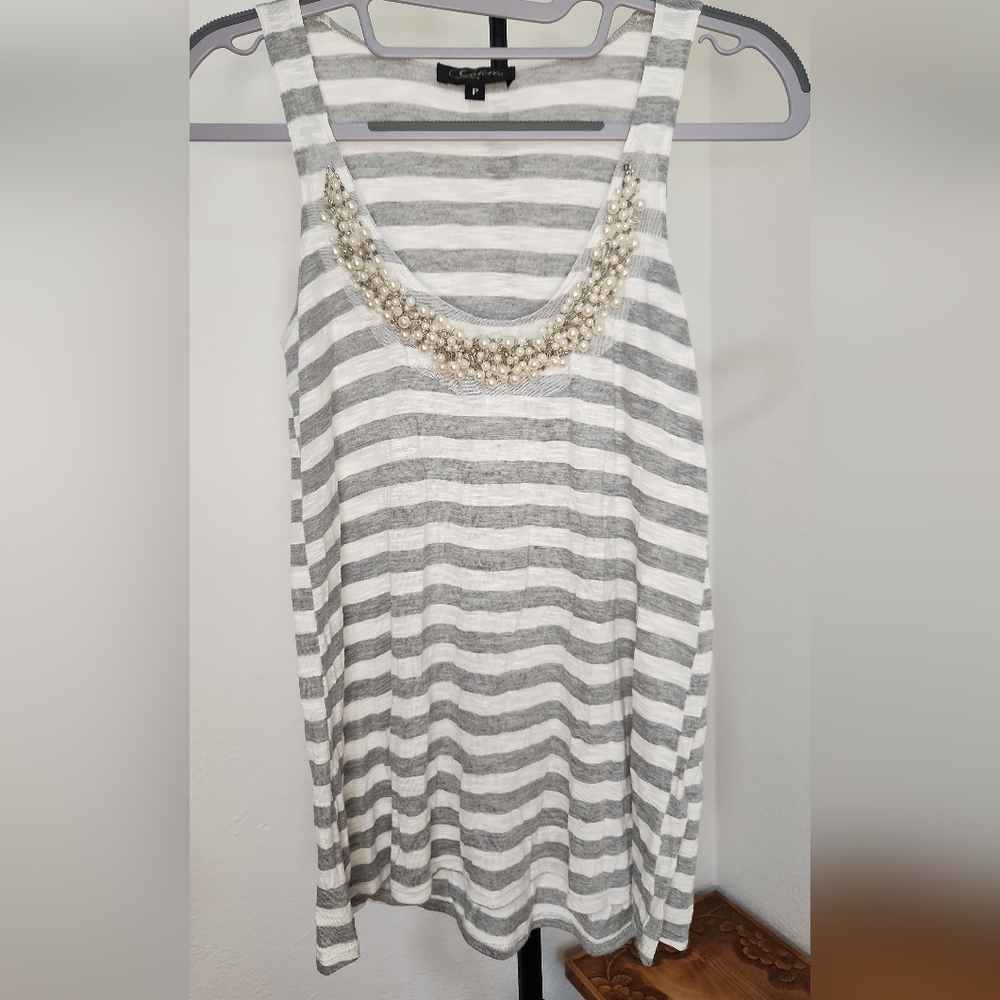 Striped Gray and White Women's Top